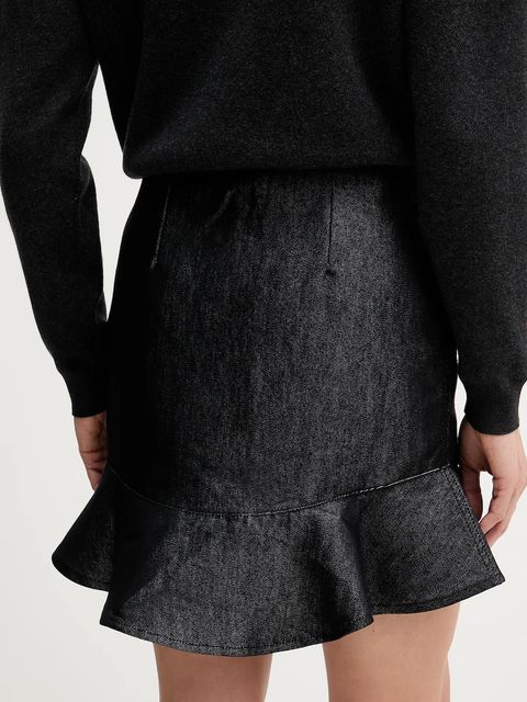 Rotate spódnica jeansowa kolor czarny mini rozkloszowana 114960100