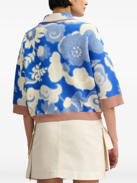 Essentiel Antwerp floral contrast-trim cardigan - Blue