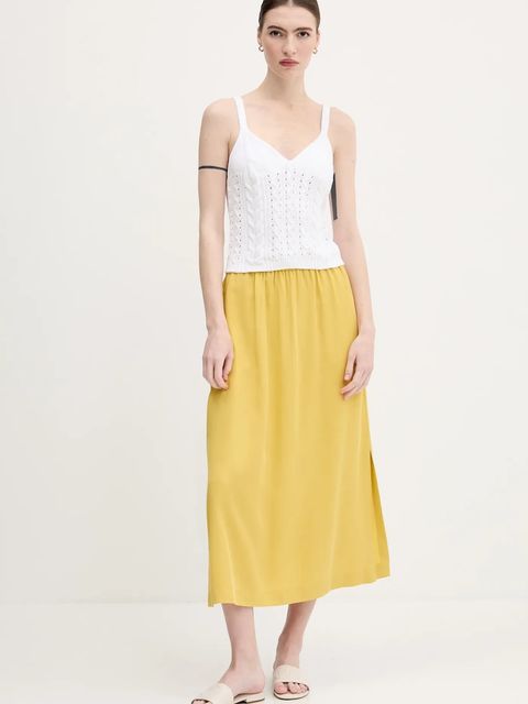 United Colors of Benetton spódnica kolor żółty midi rozkloszowana 4NPHD004S - zdjęcie produktu nr 2