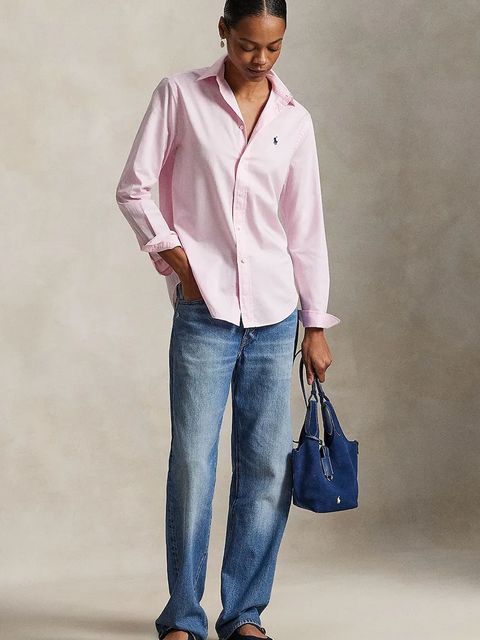 Polo Ralph Lauren koszula bawełniana damska kolor różowy regular z kołnierzykiem klasycznym 211A92177