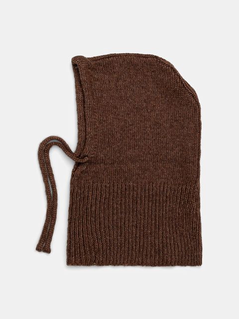 Answear.LAB kaptur z wełną merino kolor brązowy