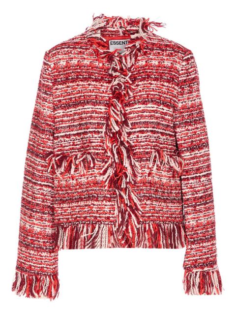 Essentiel Antwerp fringed-trim tweed jacket - Red - zdjęcie produktu nr 1