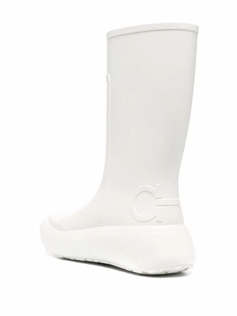Ferragamo logo-embossed chunky rain boots - White