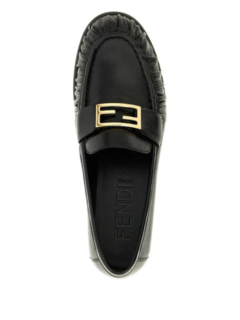 FENDI curled tray baguette loafers - Black