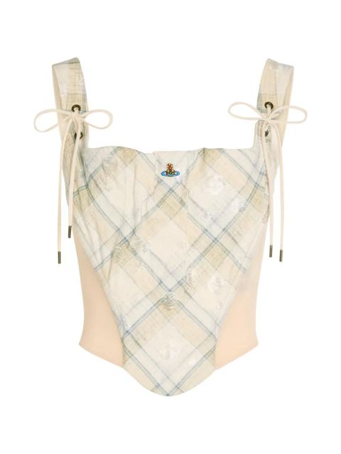 Vivienne Westwood Puppy plaid logo-detail top - Neutrals - zdjęcie produktu nr 1