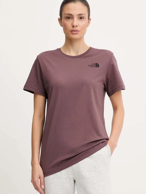 The North Face t-shirt bawełniany damski kolor bordowy NF0A8E3JES91