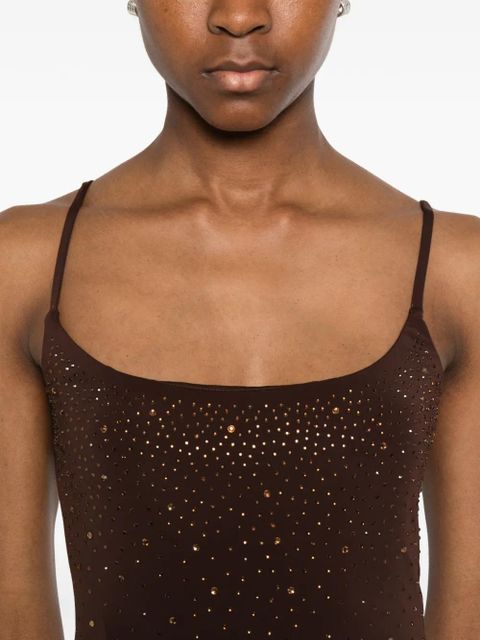 MC2 Saint Barth rhinestone-embellished scoop-neck maxi dress - Brown