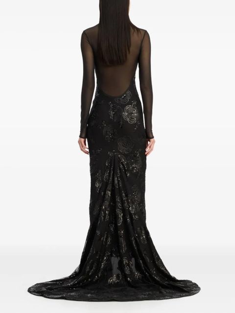 ROTATE BIRGER CHRISTENSEN sequin floral-embellishment maxi dress - Black