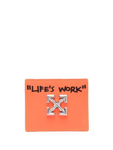 Off-White logo-plaque leather cardholder - Orange - zdjęcie produktu nr 1