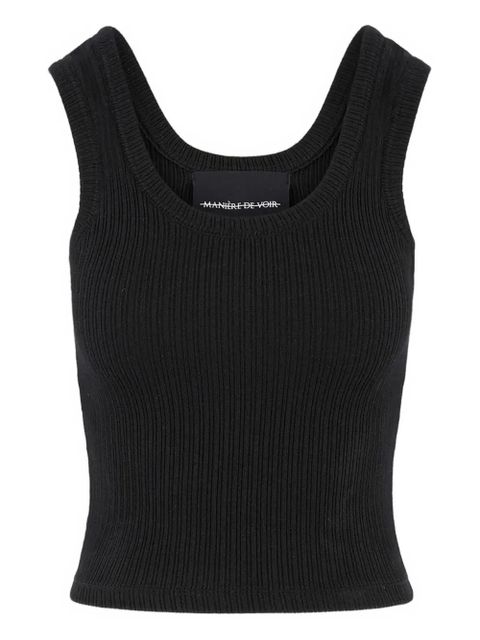 Manière De Voir Liane ribbed scoop-neck tank top - Black - zdjęcie produktu nr 1