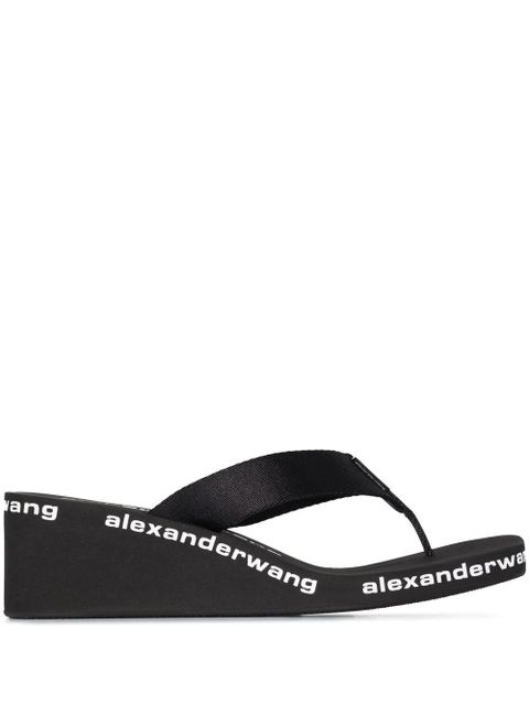 Alexander Wang logo-print wedge flip flops - Black - zdjęcie produktu nr 1