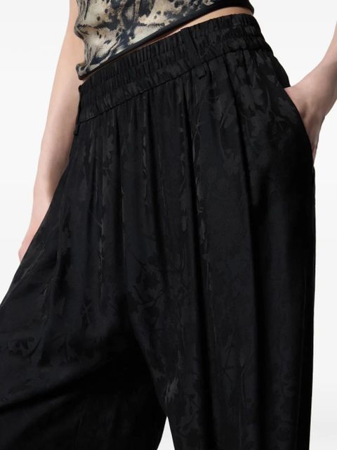 PINKO floral-jacquard elasticated-waist trousers - Black