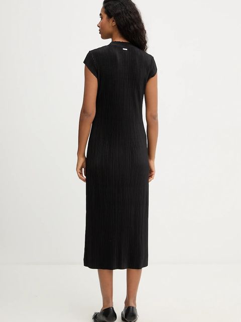 Calvin Klein sukienka kolor czarny midi rozkloszowana LV044E219G