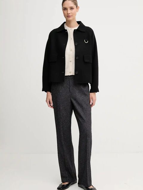 Mos Mosh spodnie BAI damskie kolor czarny proste high waist 173860