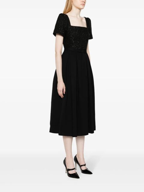 Self-Portrait bouclé-panel midi dress - Black - zdjęcie produktu nr 2