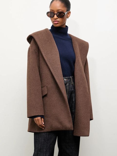 Answear.LAB płaszcz wełniany kolor brązowy