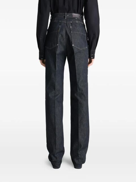 LEMAIRE high-waisted studded straight trousers - Blue