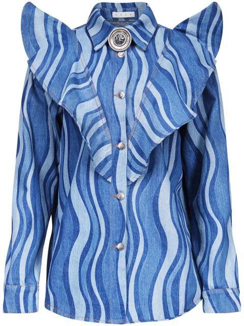 AREA sunray-patterned denim shirt - Blue - zdjęcie produktu nr 1