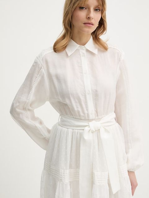 Silvian Heach sukienka z dodatkiem lnu FALEN