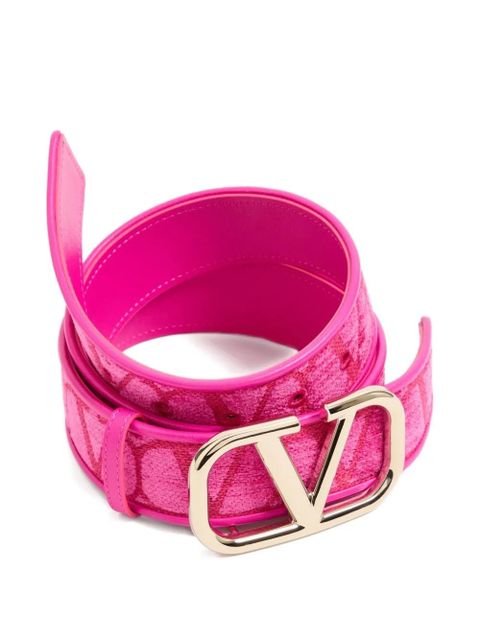 Valentino Garavani Toile Iconographe fabric belt with leather details 40mm - Pink - zdjęcie produktu nr 2