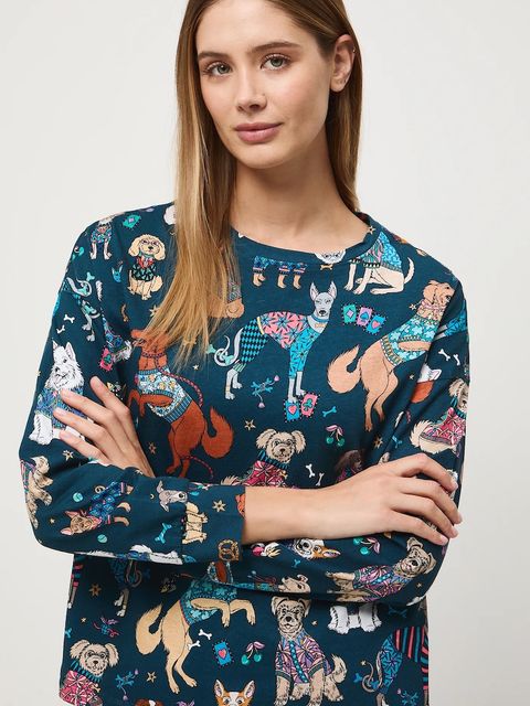 Medicine piżama bawełniana kolor turkusowy bawełniana