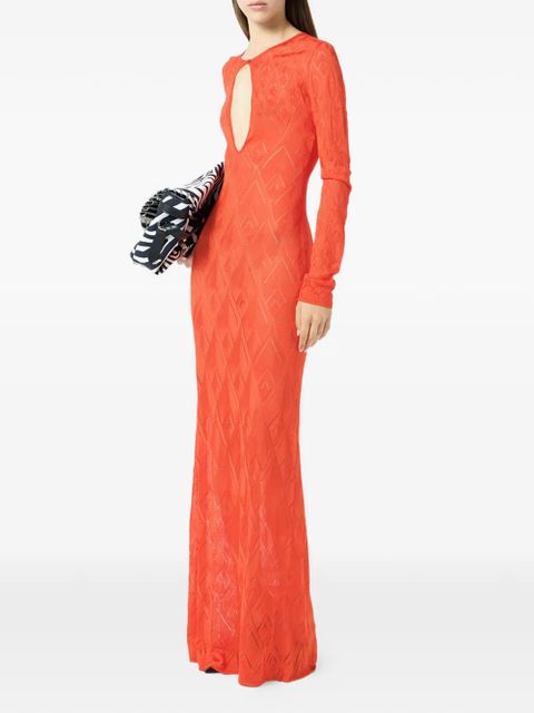 Blumarine geometric open-knit maxi dress - Orange