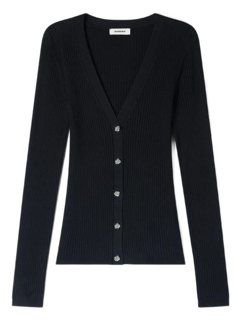 SANDRO ribbed button cardigan - Black - zdjęcie produktu nr 1