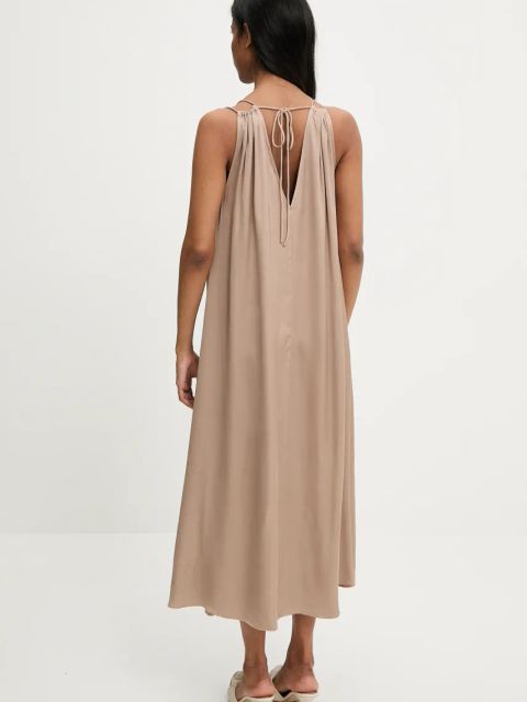 Answear.LAB sukienka kolor beżowy midi prosta