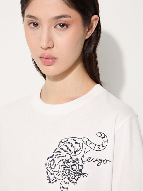 Kenzo t-shirt bawełniany Gots Star Tiger Emb Loose damski kolor biały FE62TS1354SG.02