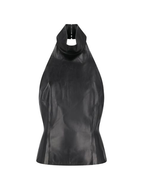 Magda Butrym halterneck leather blouse - Black - zdjęcie produktu nr 1