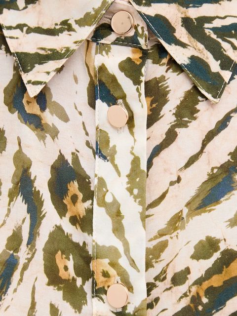 Marc Aurel koszula damska kolor beżowy relaxed z kołnierzykiem klasycznym 6322-1000-93436