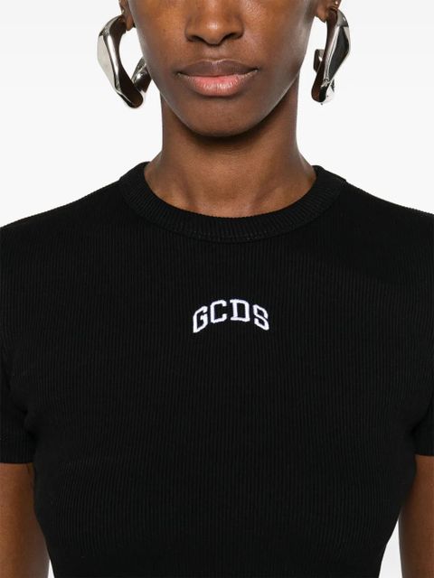GCDS logo cropped T-shirt - Black