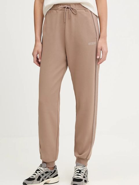 Guess spodnie dresowe OCTAVIA damskie kolor brązowy z aplikacją V5BB23 KCX22 - zdjęcie produktu nr 1