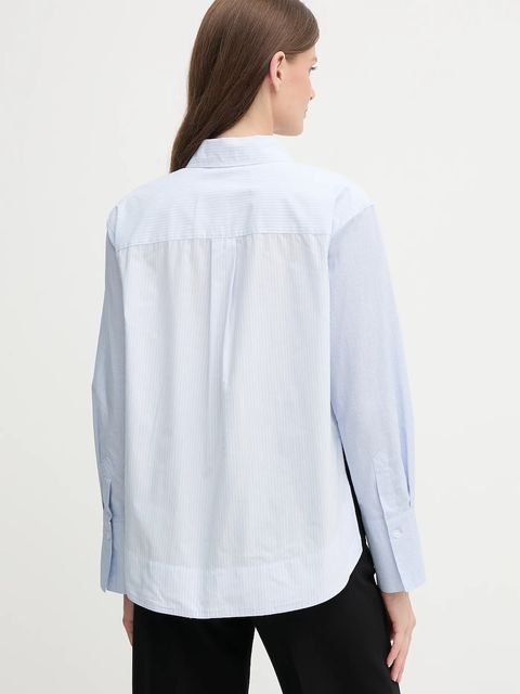 Dkny koszula bawełniana damska kolor niebieski relaxed z kołnierzykiem klasycznym DJ5W2130