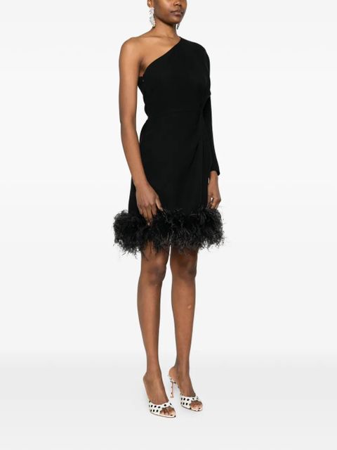 Valentino Garavani one-shoulder feather dress - Black