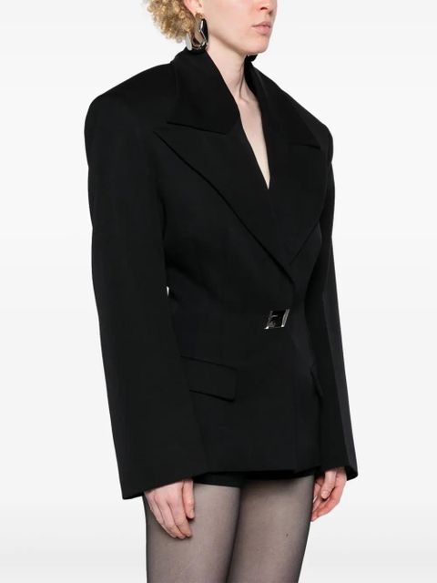 The Attico single-breasted maxi-shoulders blazer - Black