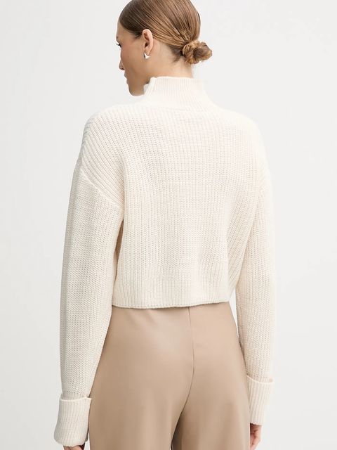 Gaudi sweter damski kolor beżowy ciepły z golfem 521BD53033 - zdjęcie produktu nr 2