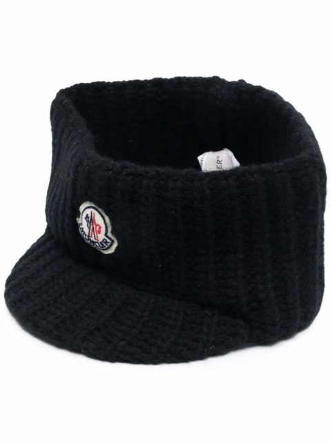 Moncler logo-patch knitted headband - Black