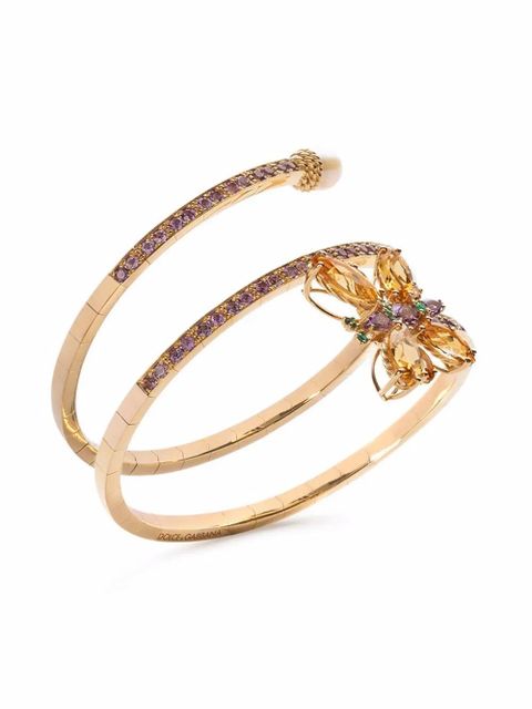 Dolce & Gabbana 18K yellow gold Butterfly citrine, amethyst and emerald bracelet