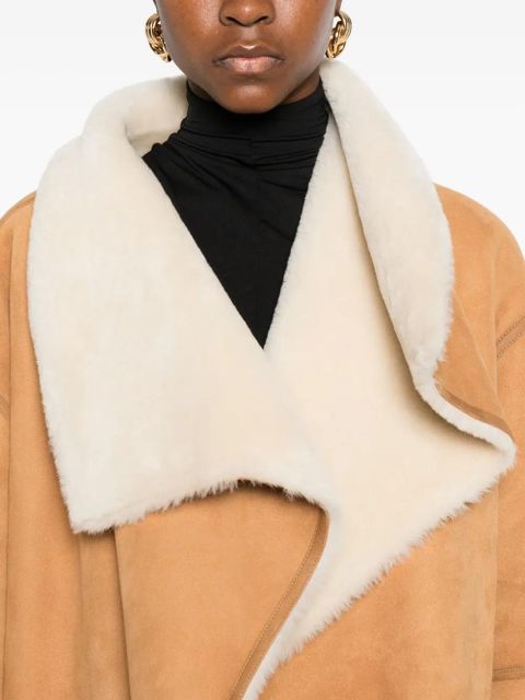 TOTEME draped shearling coat - Brown