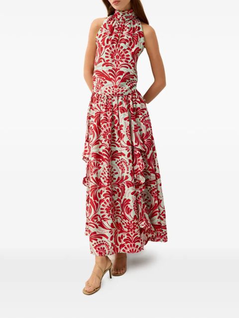 Marie Oliver Oaklen ruffled floral skirt - Red