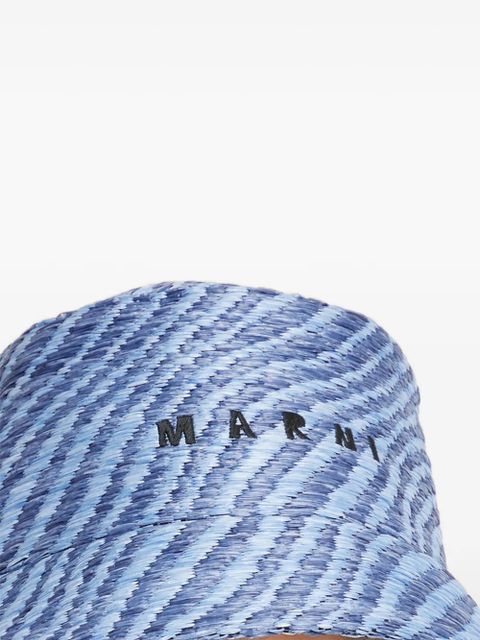 Marni raffia-effect bucket hat - Blue