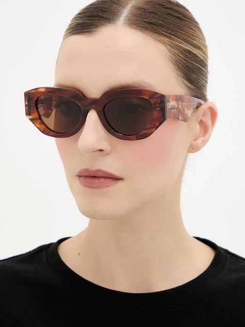 Gucci okulary przeciwsłoneczne damskie kolor brązowy GG2007S