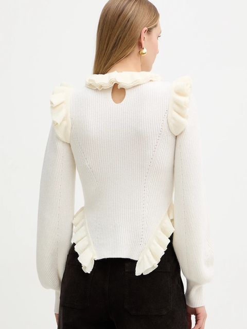 Twinset sweter z dodatkiem wełny damski kolor beżowy 252TS3020