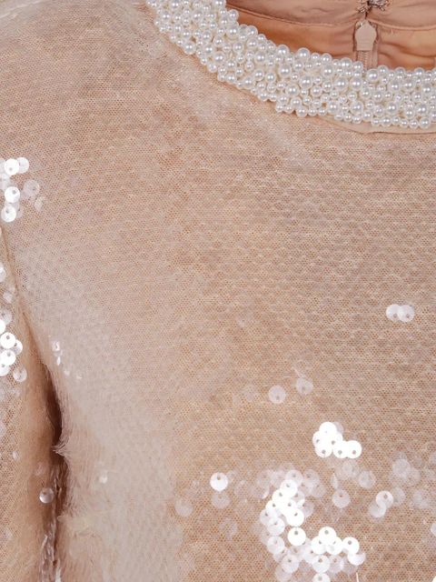 Self-Portrait pearl trim sequin top - Neutrals