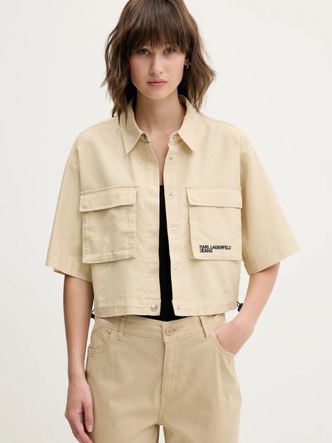 Karl Lagerfeld Jeans koszula damska kolor beżowy relaxed z kołnierzykiem klasycznym A2W11001 - zdjęcie produktu nr 1