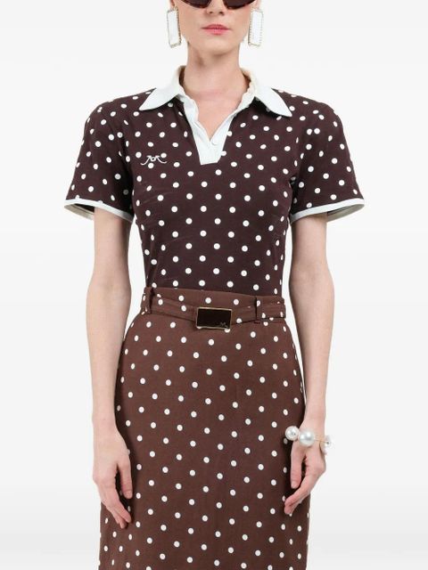 Rowen Rose polka-dots short-sleeves polo - Brown - zdjęcie produktu nr 1