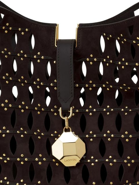 Lanvin cutout studded bucket bag - Brown