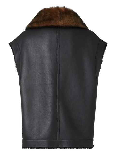 FENDI fur-collar zip gilet - Black