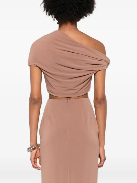 Paris Georgia Ida draped short-sleeve top - Neutrals